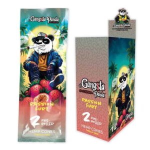 GANGSTA PANDA 2 PRE-ROLLED PASSION FURY HEMP CONES (X12)